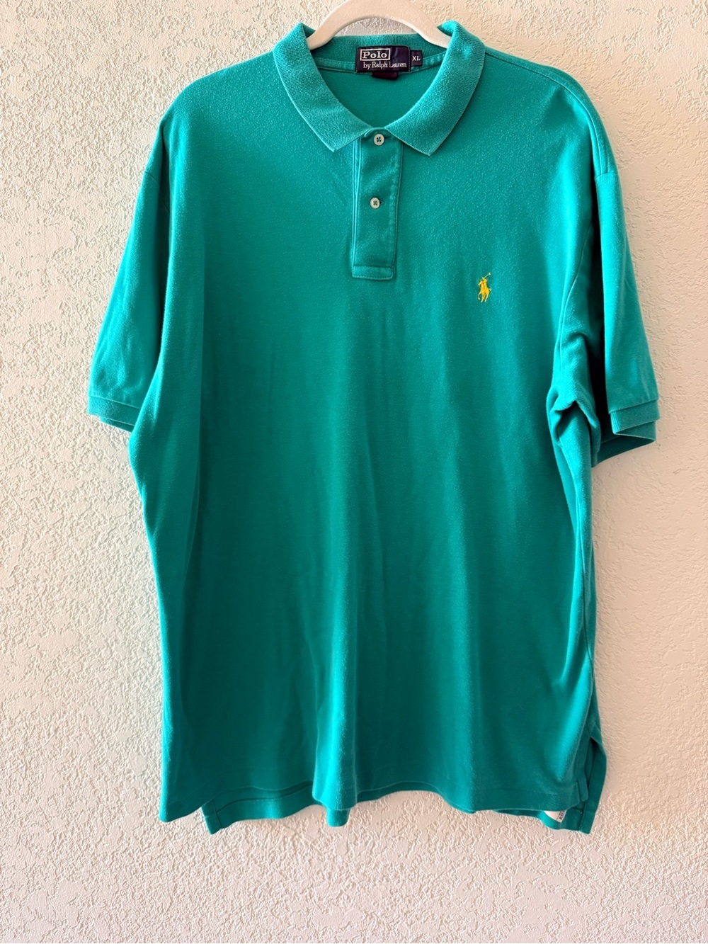 POLO RALPH LAUREN Vintage Teal / Green Embroidery Preppy Casual Polo Shirt Sz XL